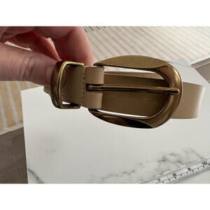 Lucky Brand Nude Leather Belt Brass Buckle L